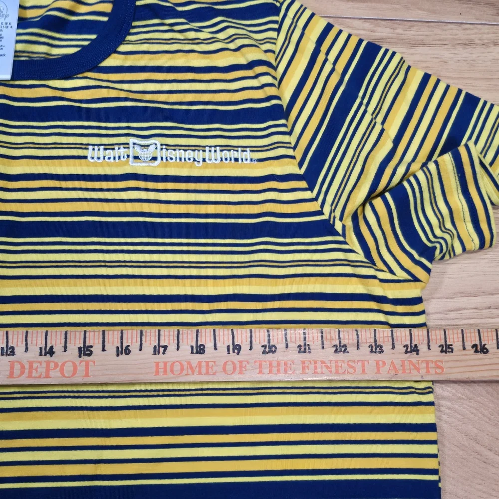Walt Disney World Yellow And Blue Striped Ringer Tee T-Shirt Retro Size XL EUC - Picture 5 of 6
